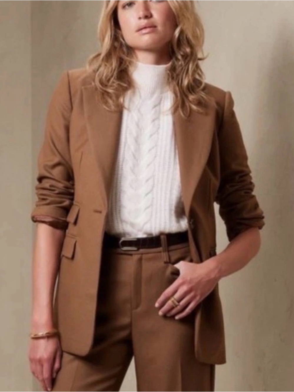 Banana Republic- Lido 100% Wool Classic Camel Blazer with Tan Lining - Picture 2 of 10